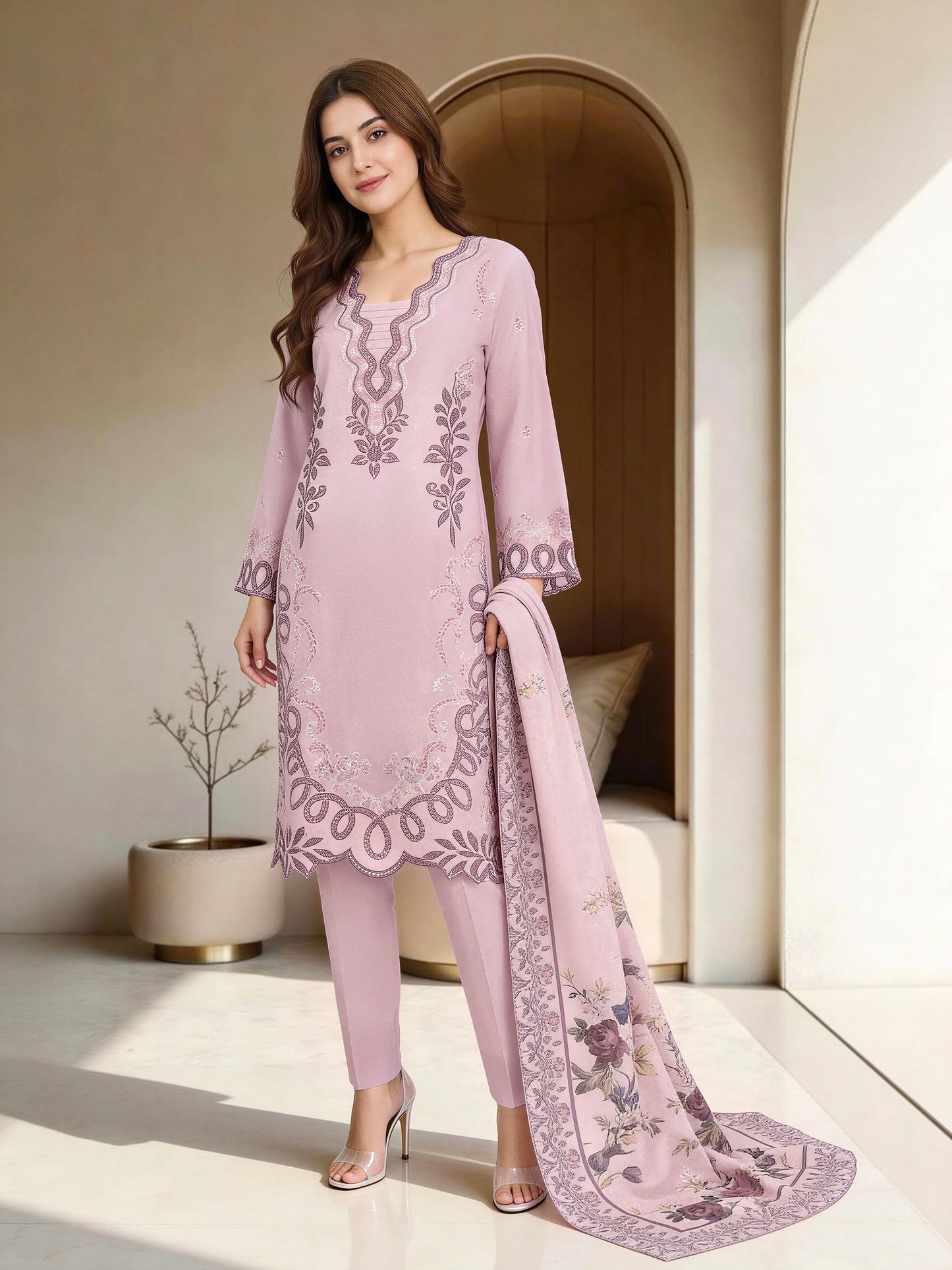 3 Piece Lawn Suit-Embroidered (Unstitched)