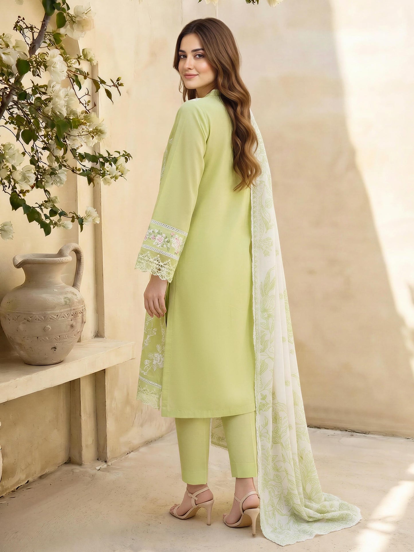 3 Piece Cambric Suit-Embroidered (Unstitched)