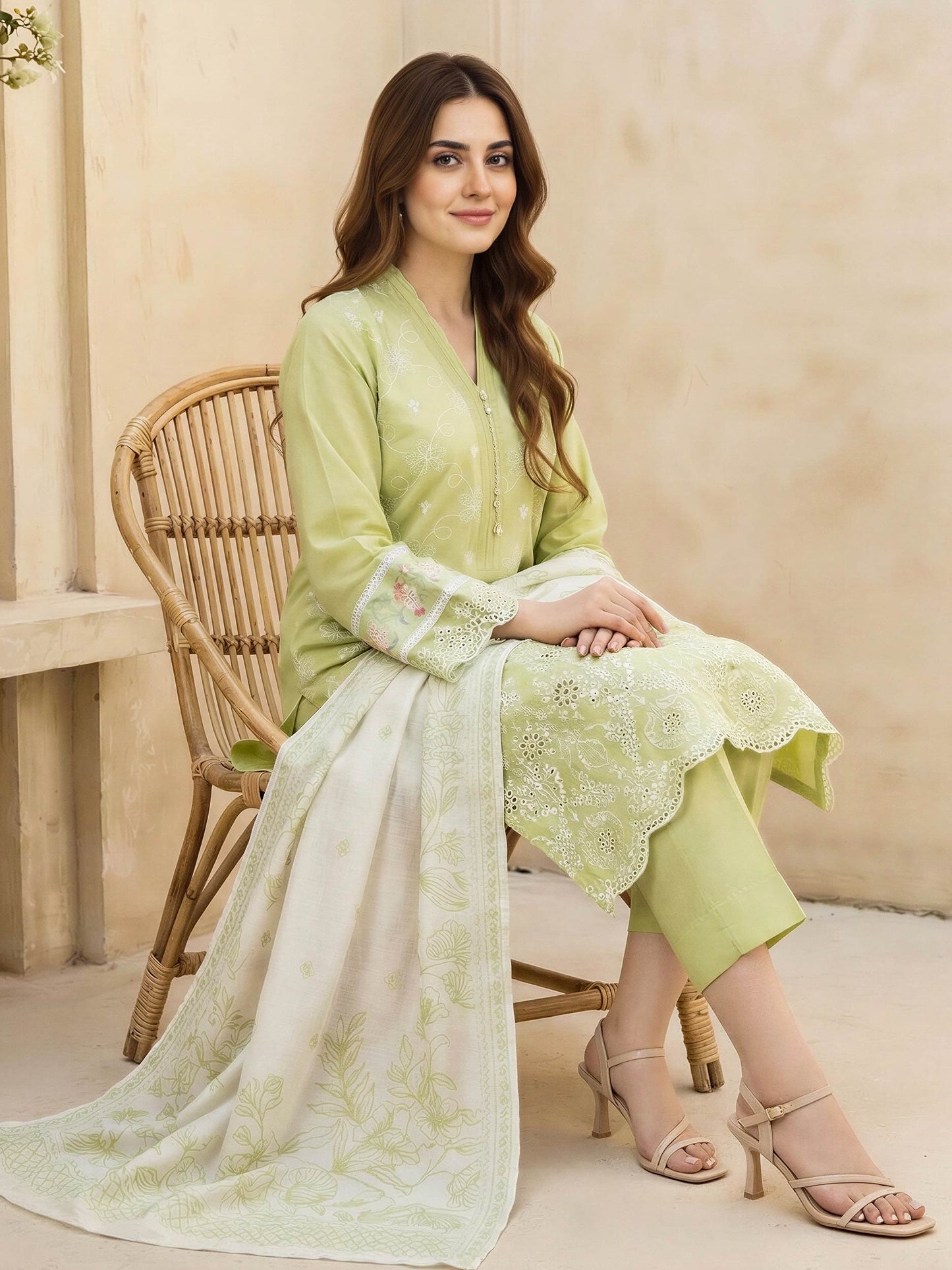 3 Piece Cambric Suit-Embroidered (Unstitched)