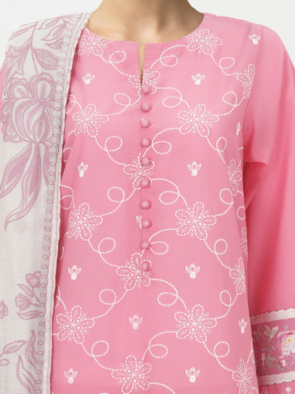 3 Piece Cambric Suit-Embroidered (Unstitched)