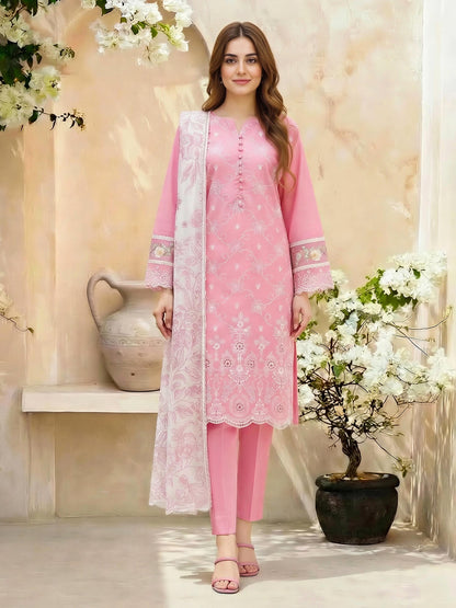 3 Piece Cambric Suit-Embroidered (Unstitched)