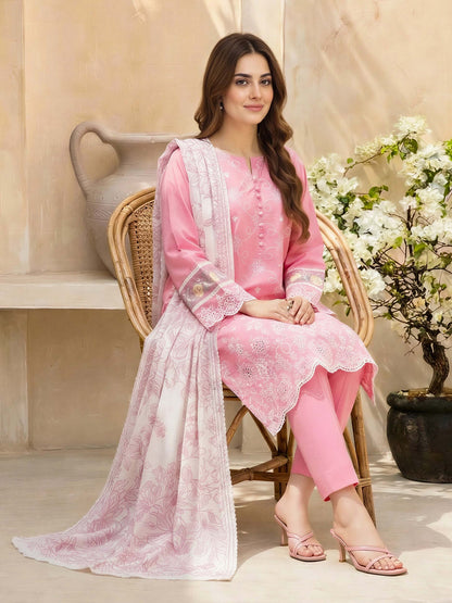 3 Piece Cambric Suit-Embroidered (Unstitched)