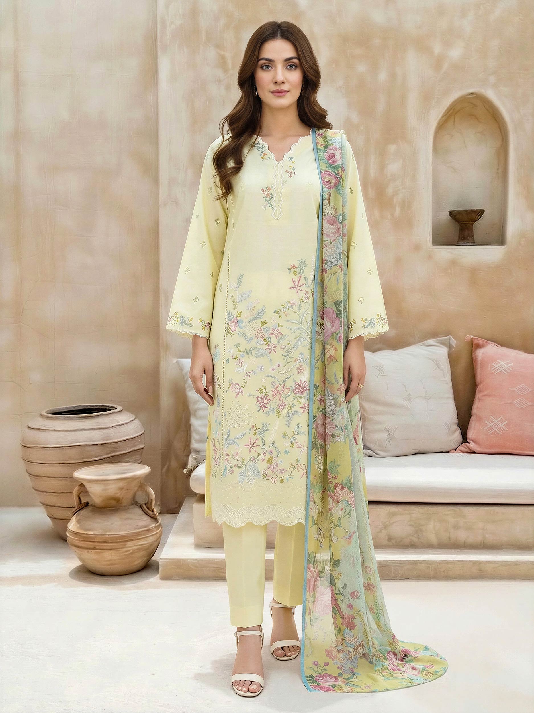 3 Piece Lawn Suit-Embroidered (Unstitched)