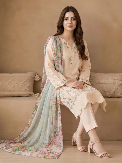 3 Piece Lawn Suit-Embroidered (Unstitched)
