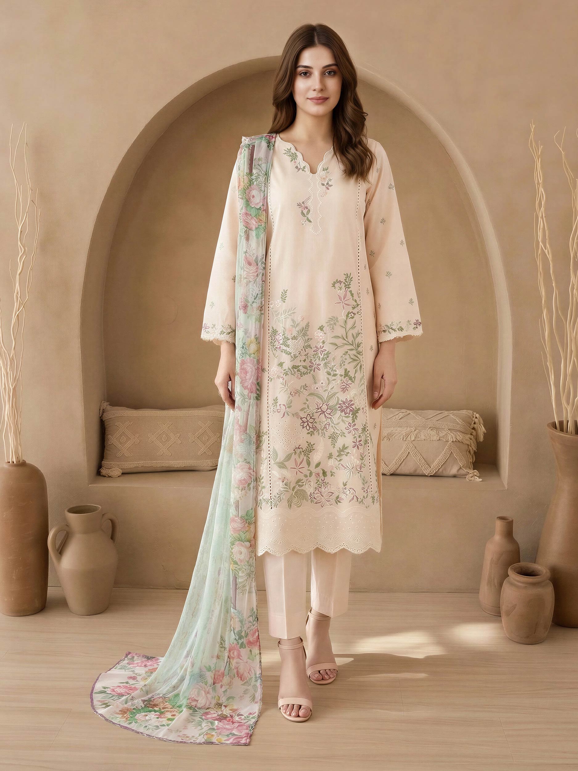 3 Piece Lawn Suit-Embroidered (Unstitched)