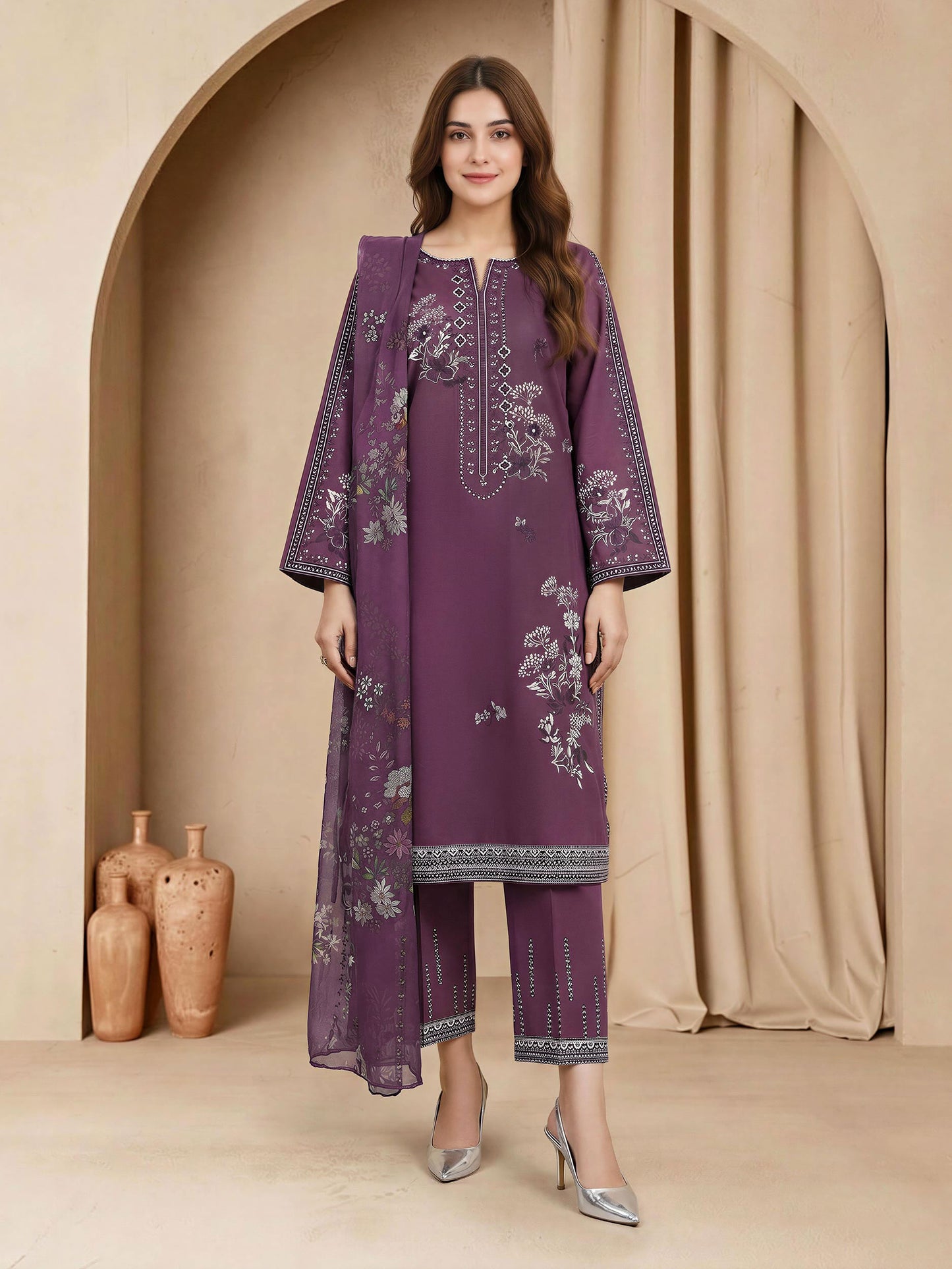 3 Piece Lawn Suit-Embroidered (Unstitched)