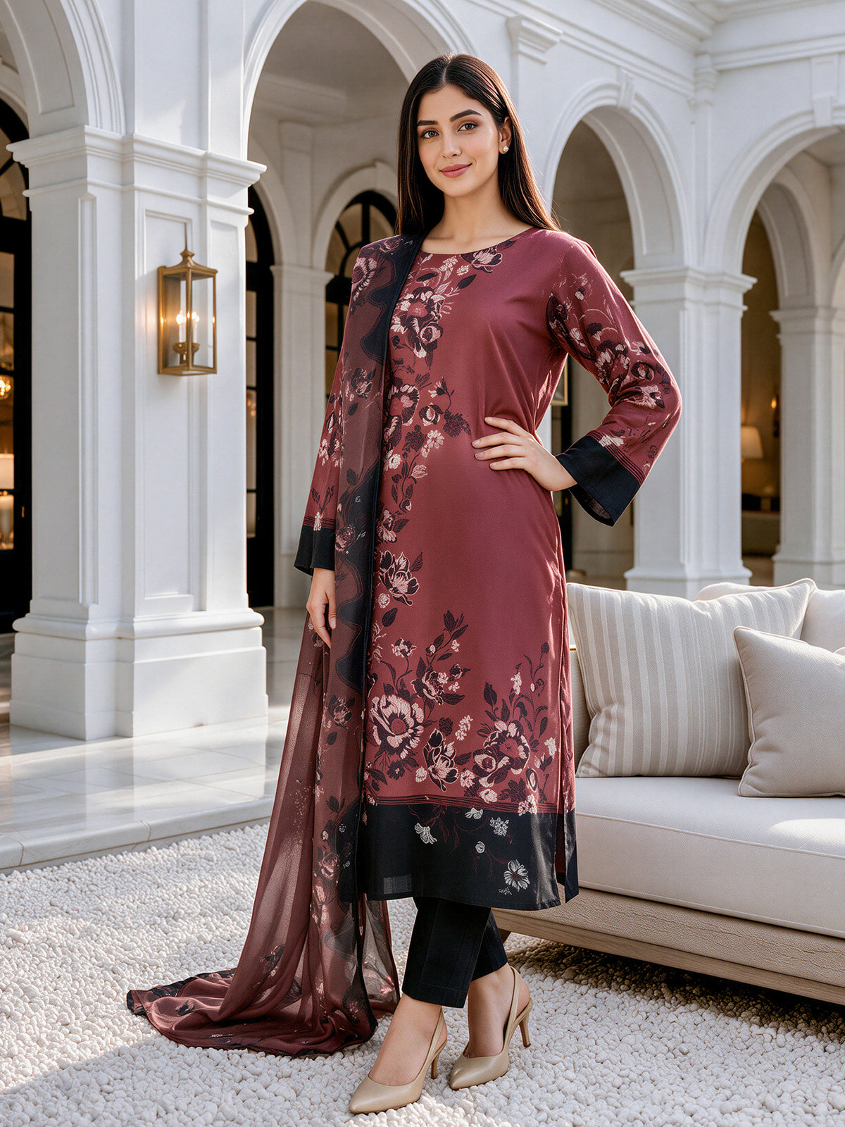 2 Piece Slub Khaddar Suit (Unstitched)