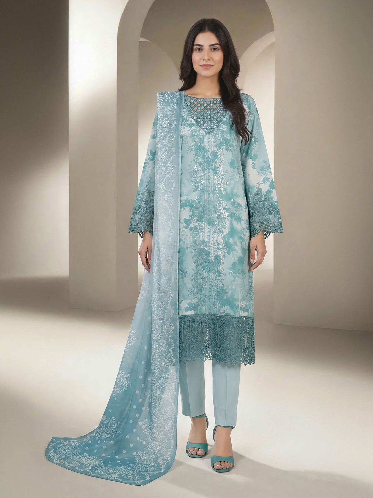 3 Piece Lawn Suit- Embroidered (Unstitched)