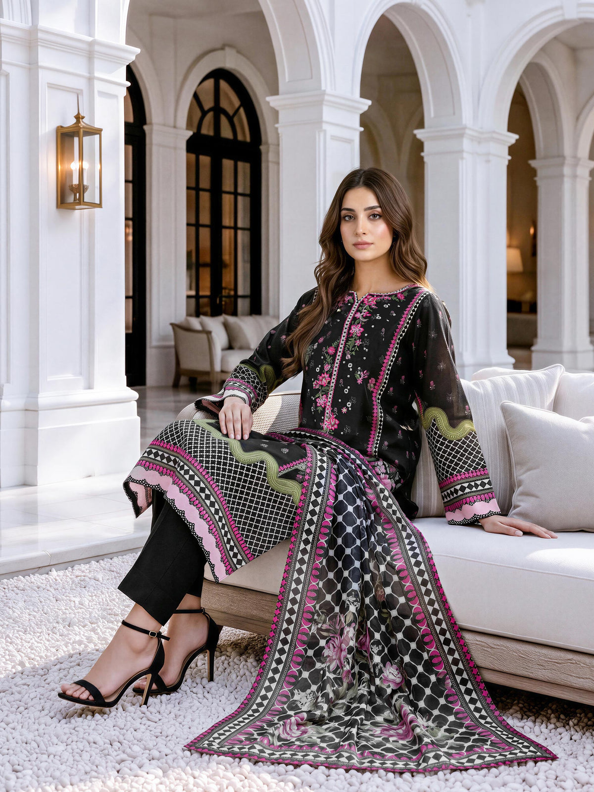 3 Piece Khaddar Suit- Embroidered (Unstitched)