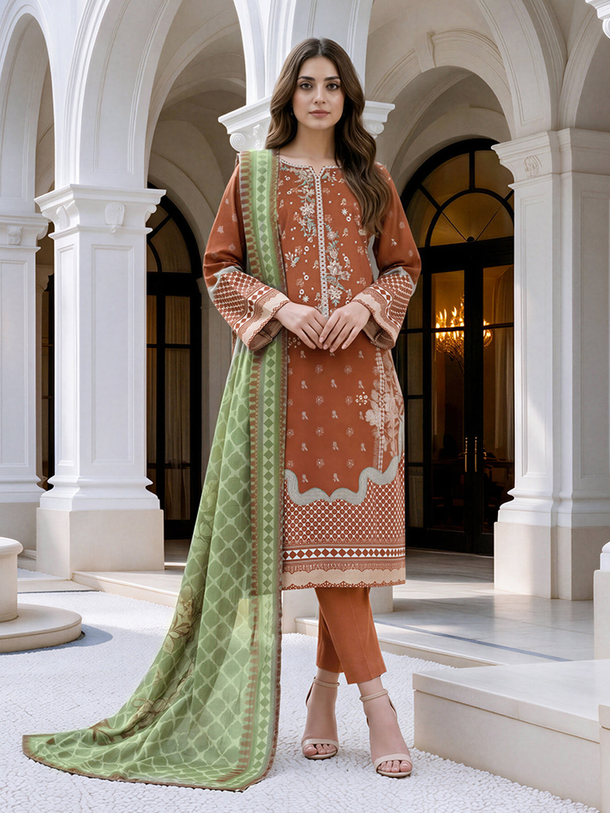 3 Piece Khaddar Suit- Embroidered (Unstitched)