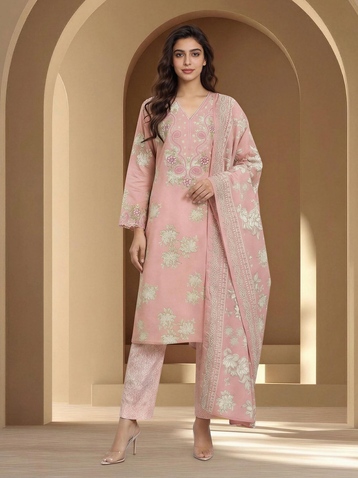 3 Piece Lawn Suit-Embroidered (Unstitched)