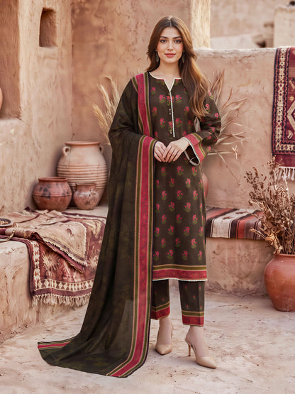 3 Piece Khaddar Paste Suit (Unstitched)