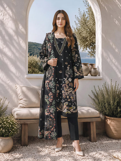 3 Piece Khaddar Paste Suit (Unstitched)