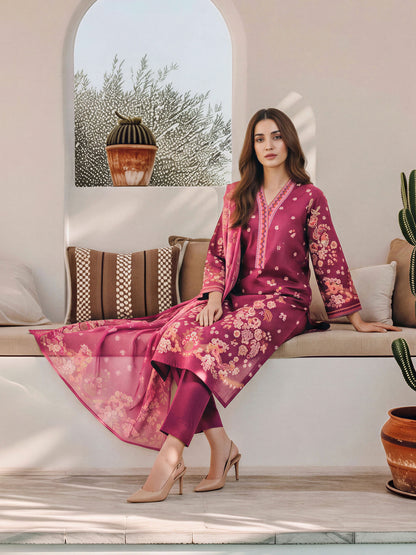 3 Piece Khaddar Paste Suit (Unstitched)