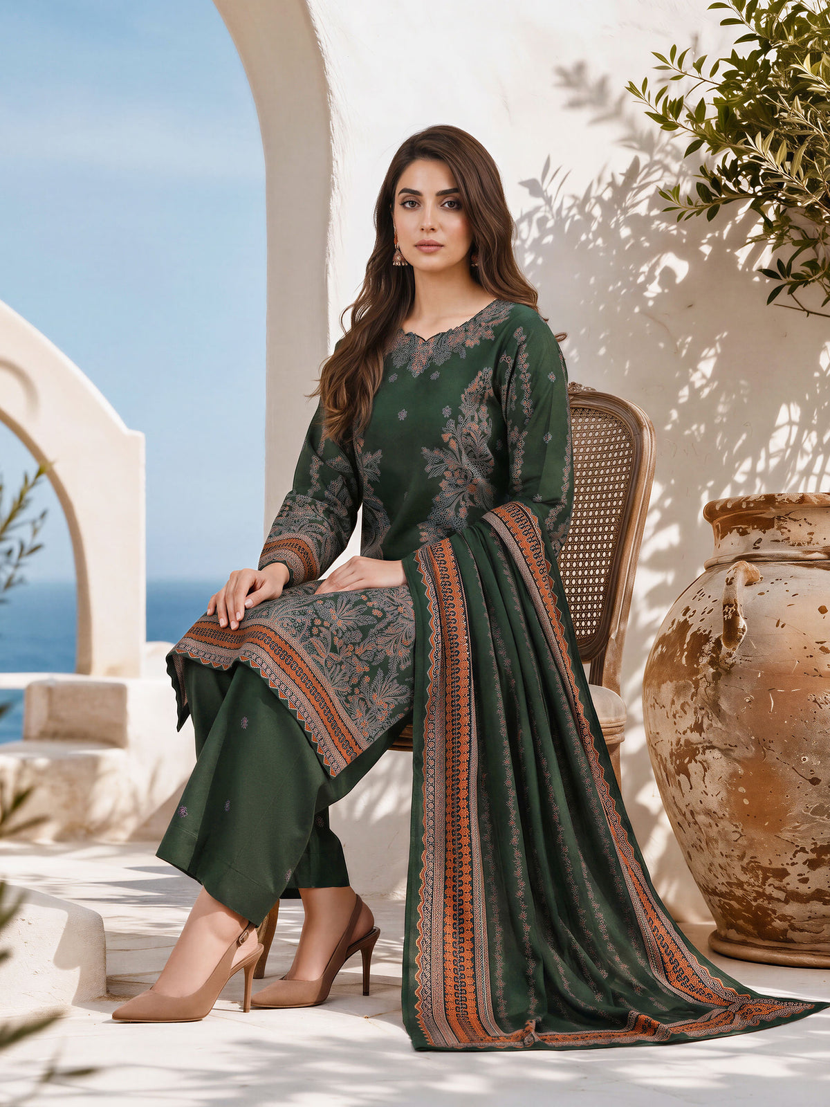 3 Piece Khaddar Paste Suit (Unstitched)