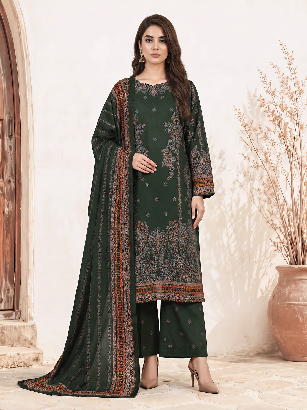 3 Piece Khaddar Paste Suit (Unstitched)