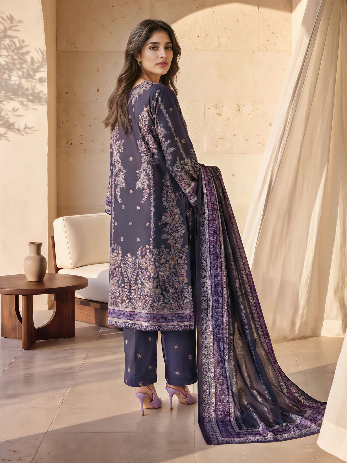 3 Piece Khaddar Paste Suit (Unstitched)