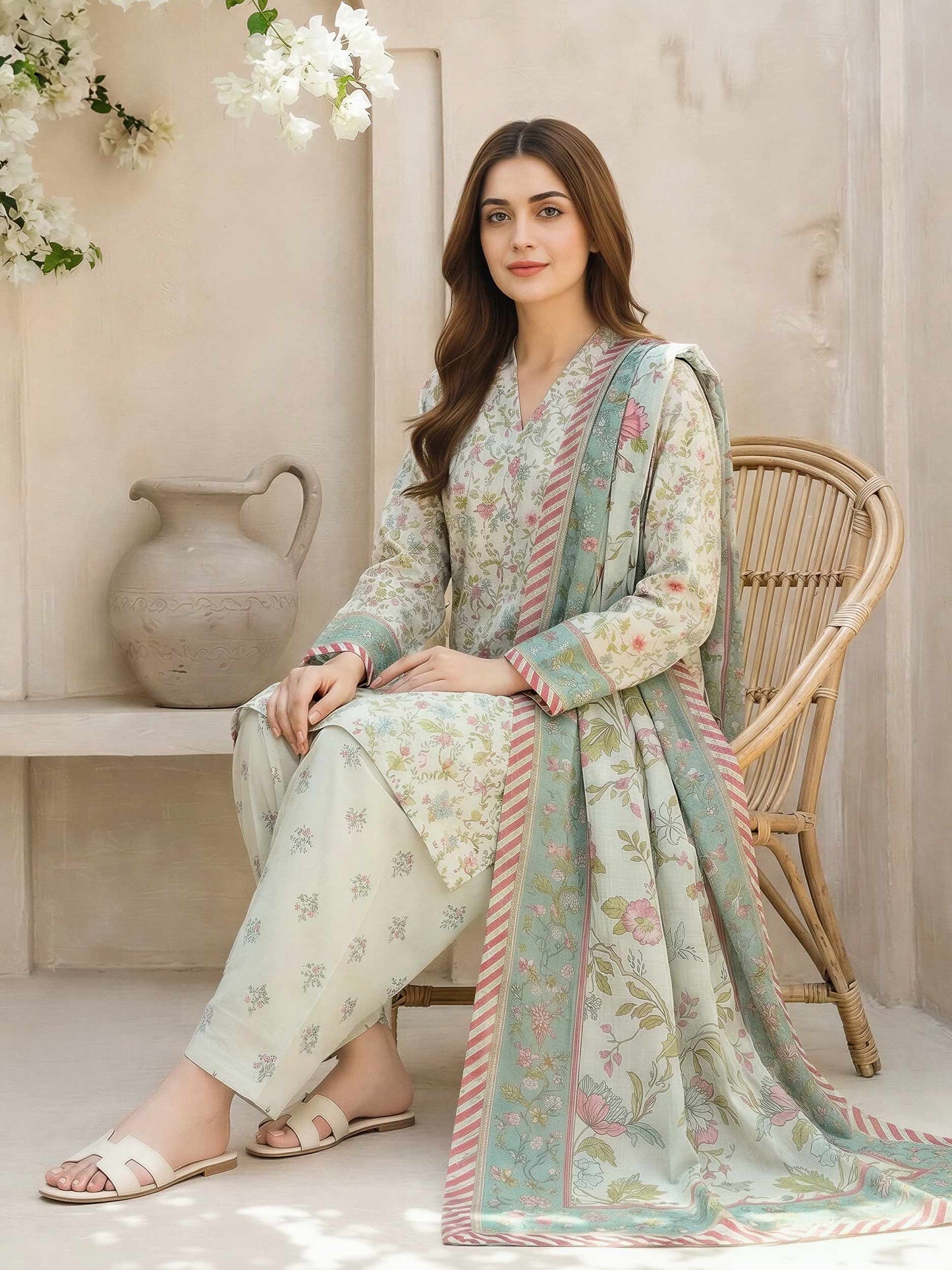 3 Piece Lawn Suit- Printed (Unstitched)