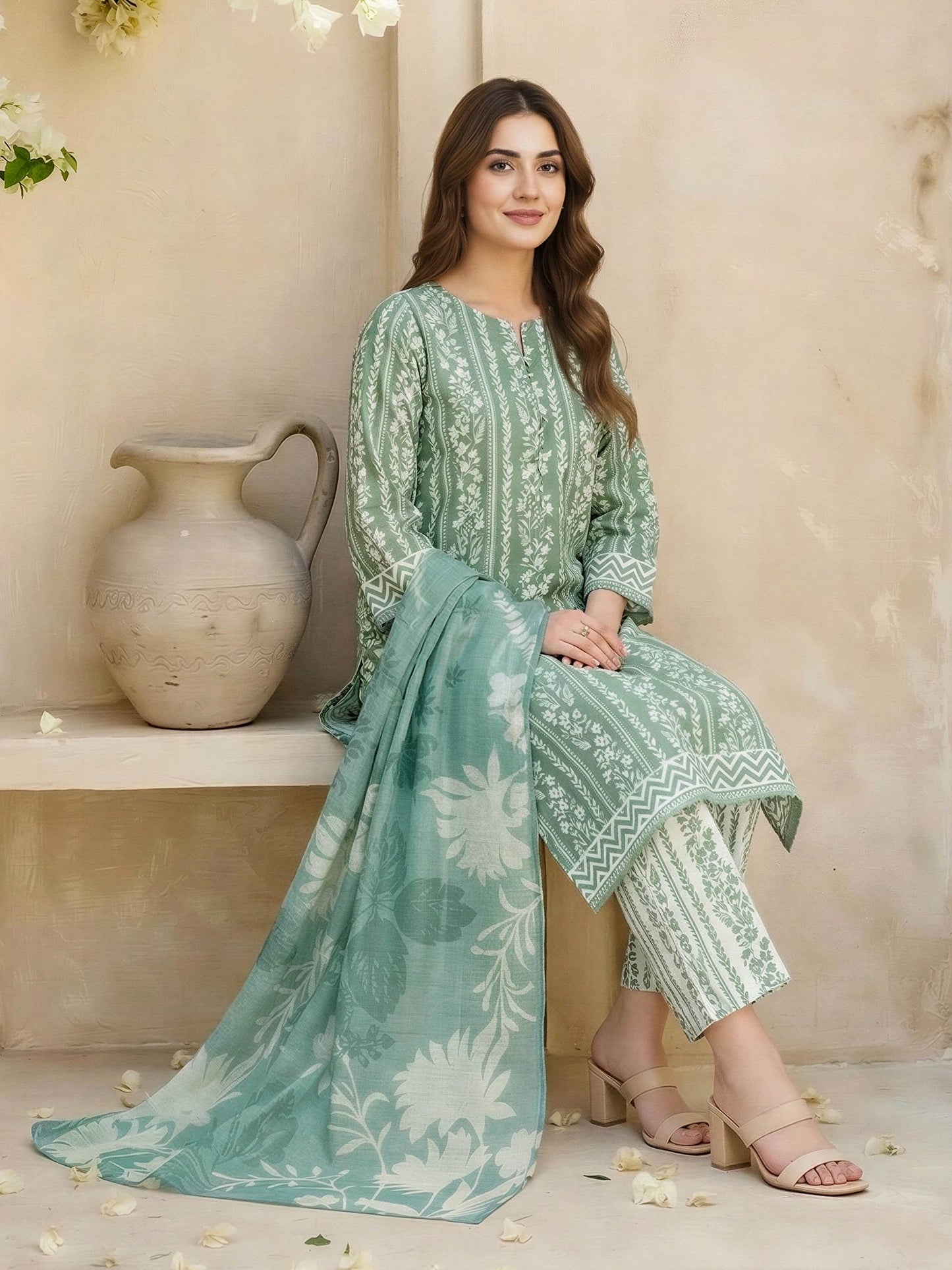 3 Piece Lawn Suit- Printed (Unstitched)