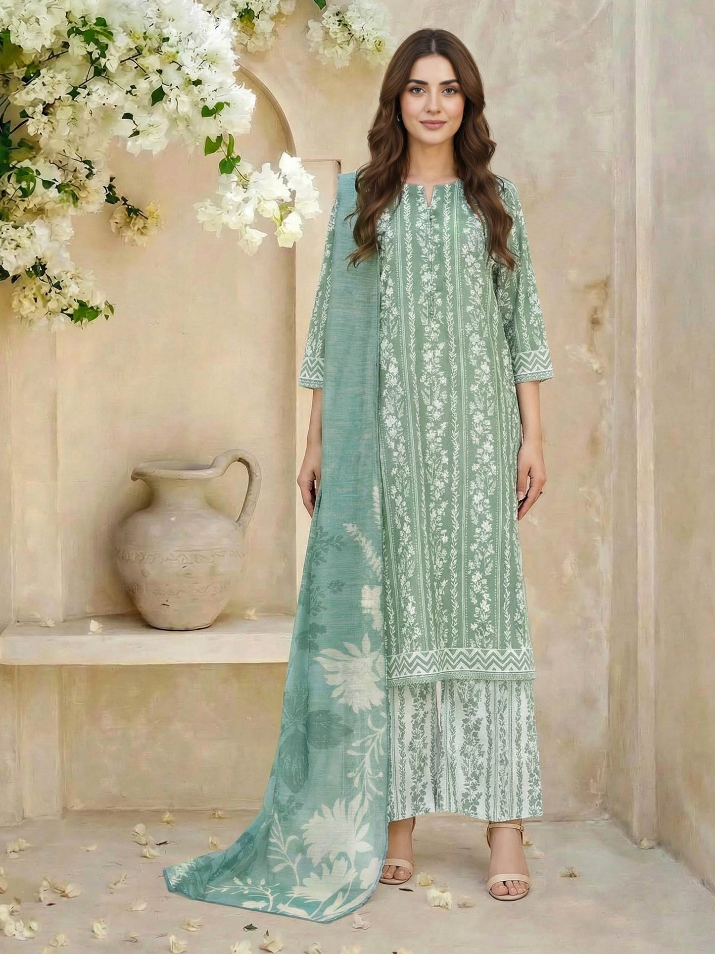3 Piece Lawn Suit- Printed (Unstitched)