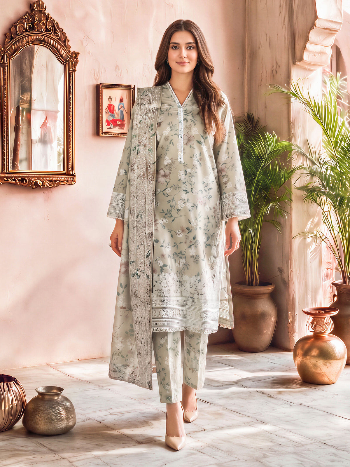 3 Piece Khaddar Paste Suit (Unstitched)