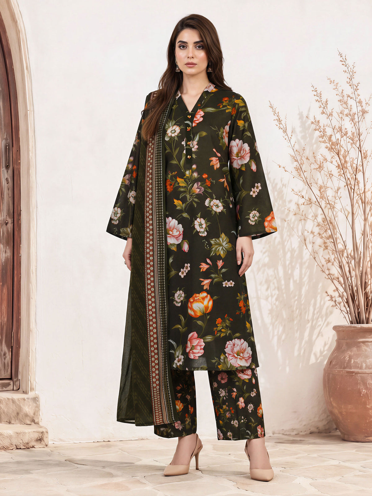 3 Piece Khaddar Suit (Unstitched)