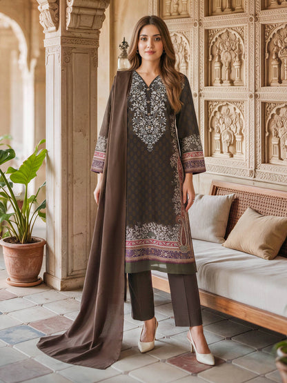 3 Piece Khaddar Suit (Unstitched)