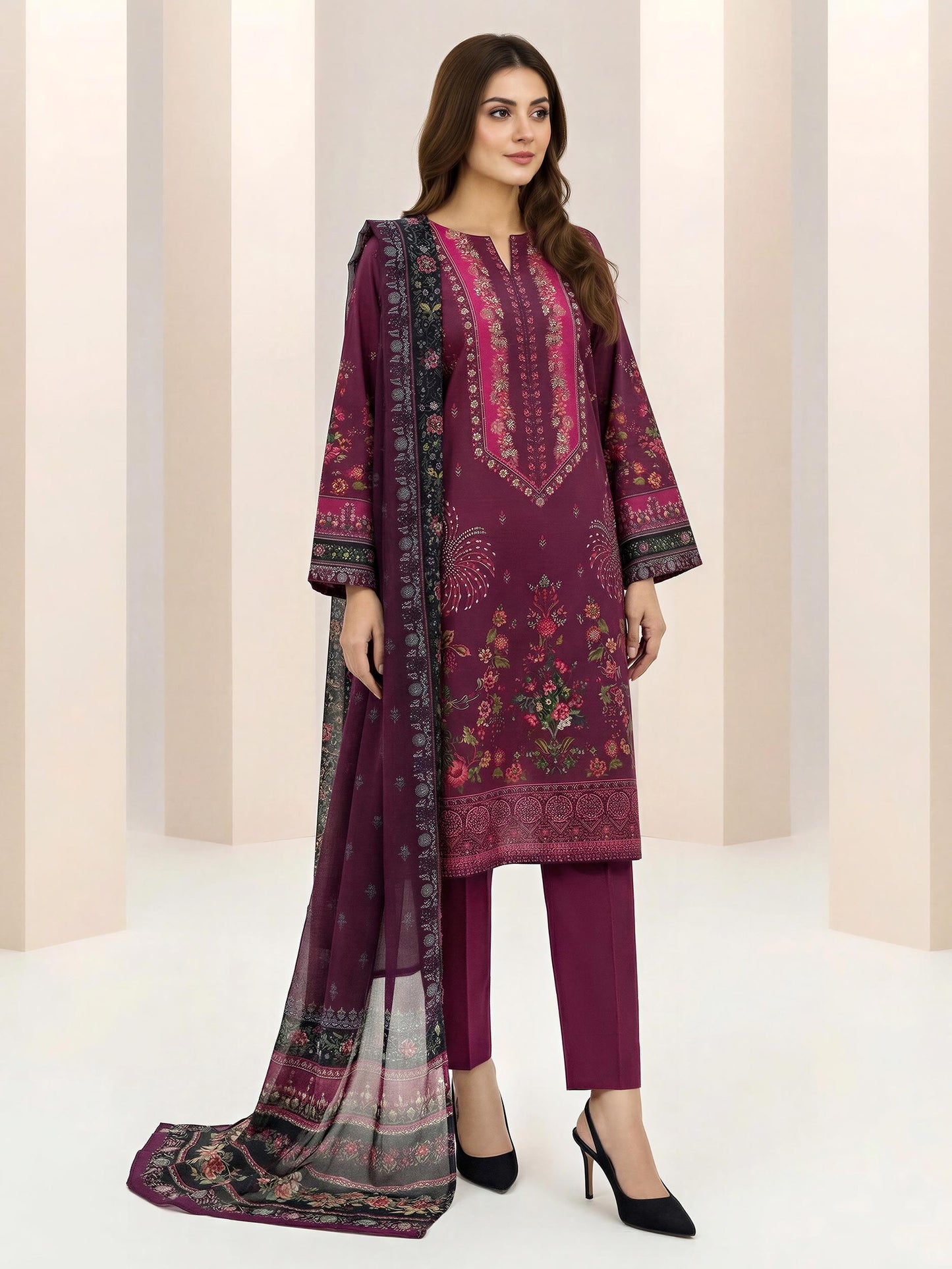 3 Piece Lawn Suit -Printed (Unstitched)
