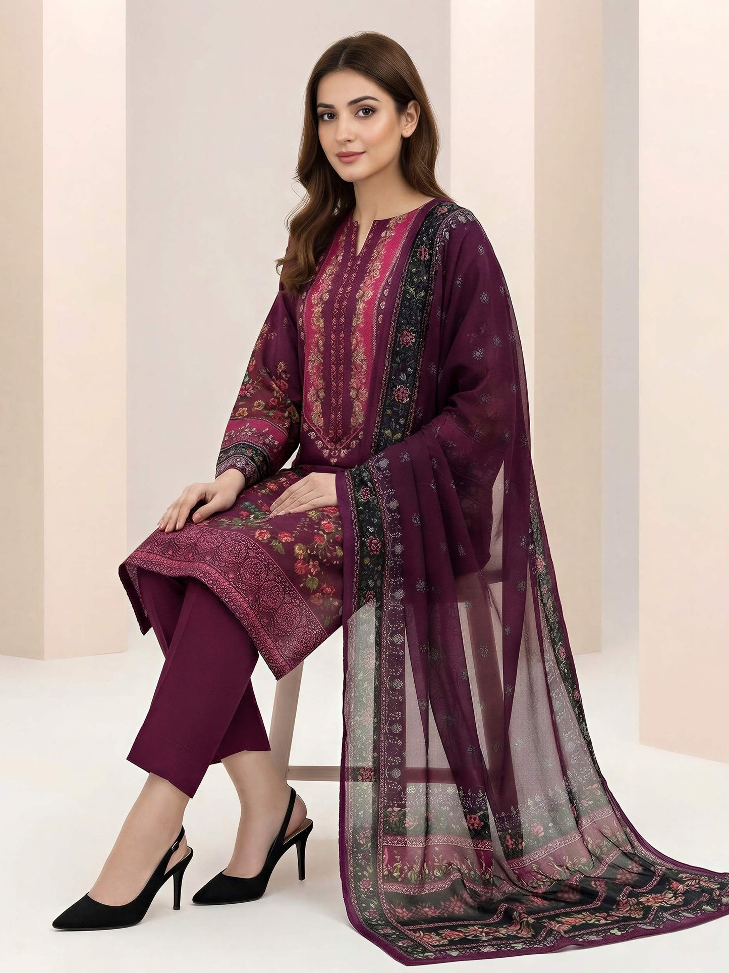 3 Piece Lawn Suit -Printed (Unstitched)