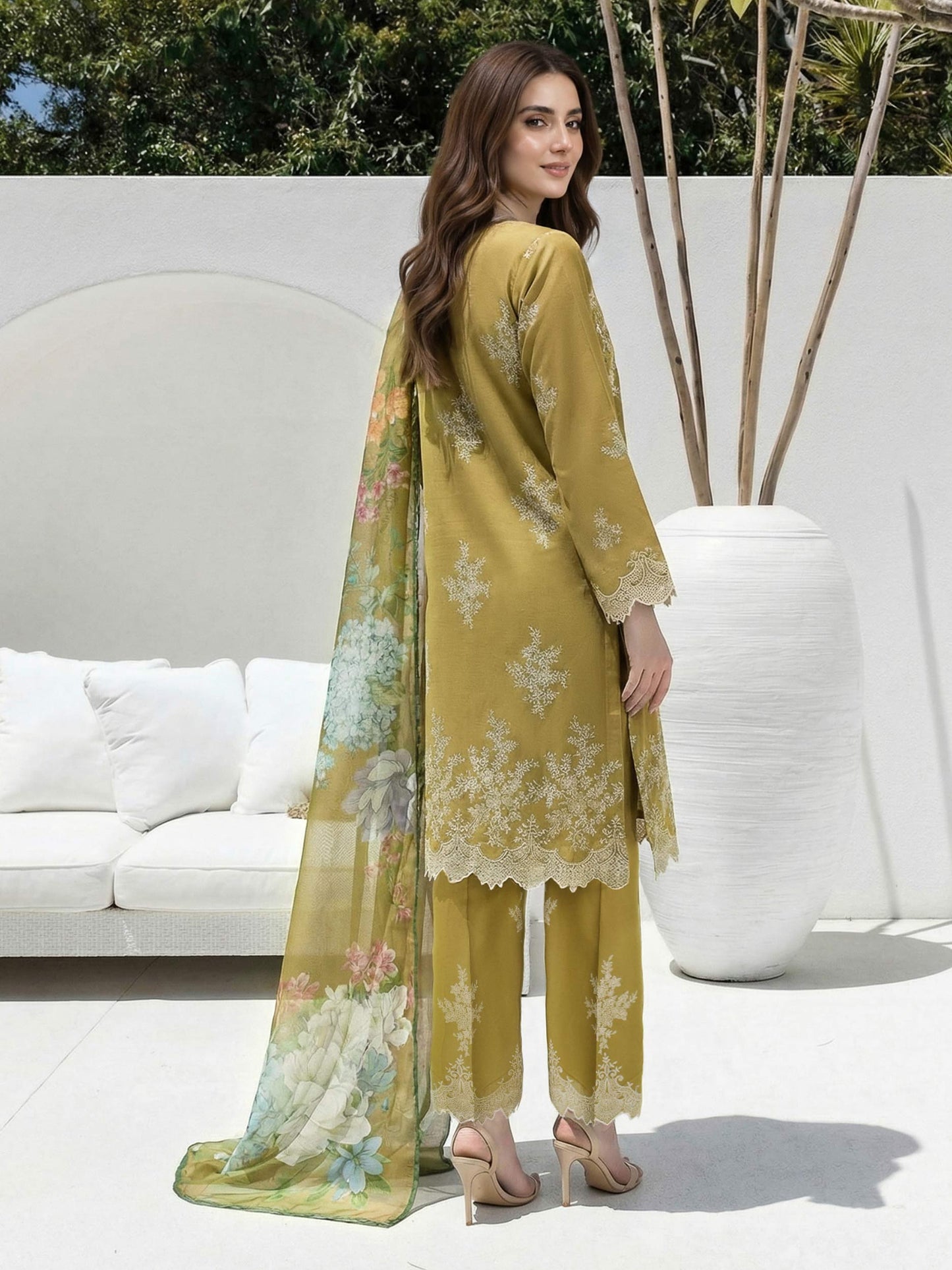 3 Piece Lawn Slub Suit (Unstitched)