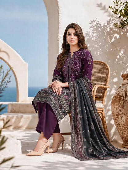 3 Piece Khaddar Suit (Unstitched)