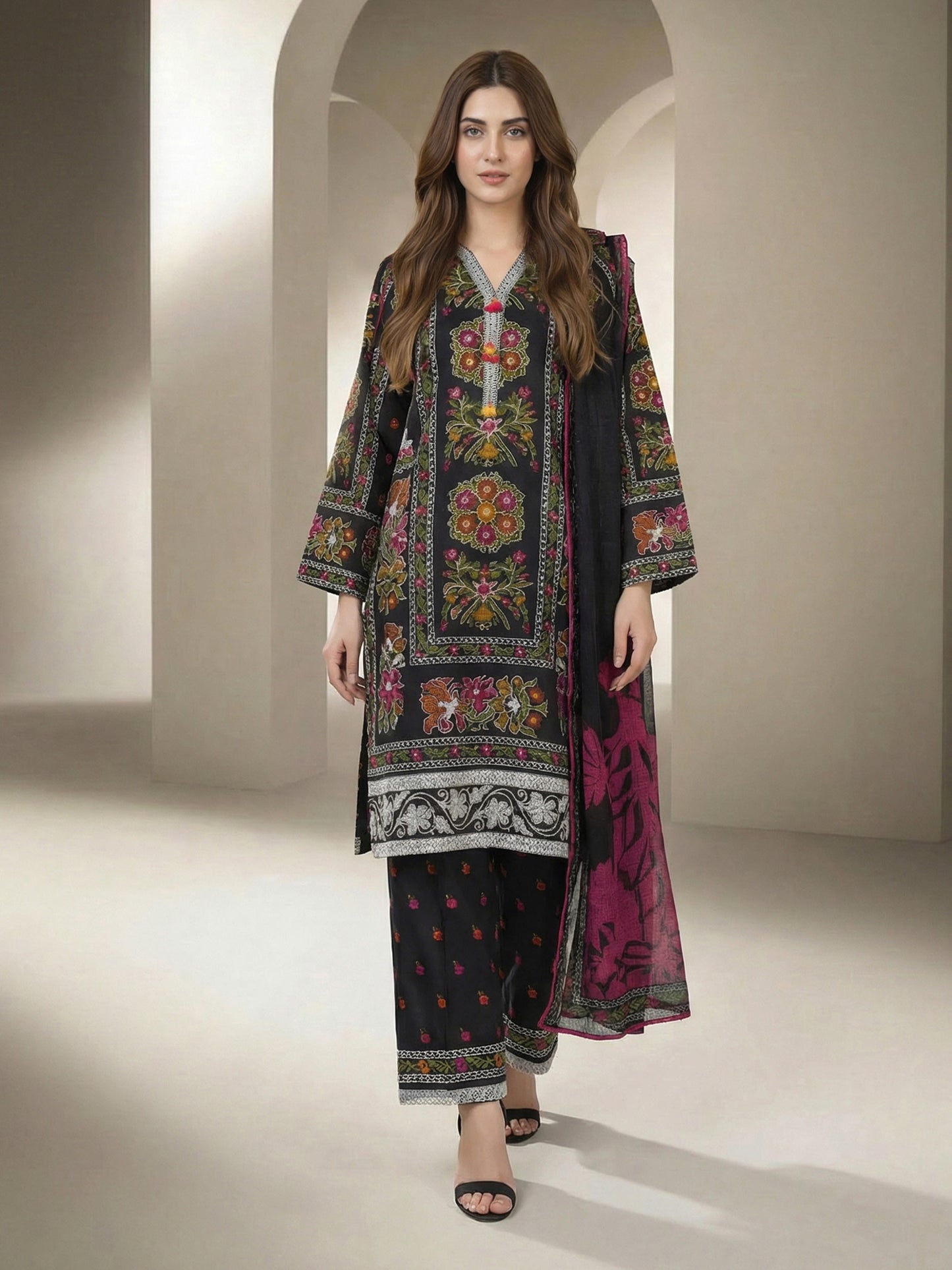 3 Piece Lawn Suit- Printed (Unstitched)