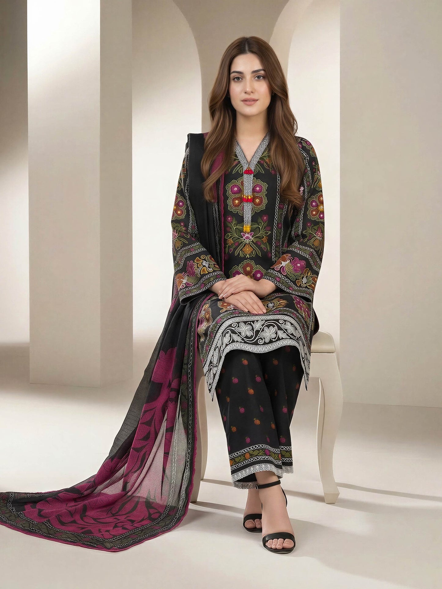 3 Piece Lawn Suit- Printed (Unstitched)