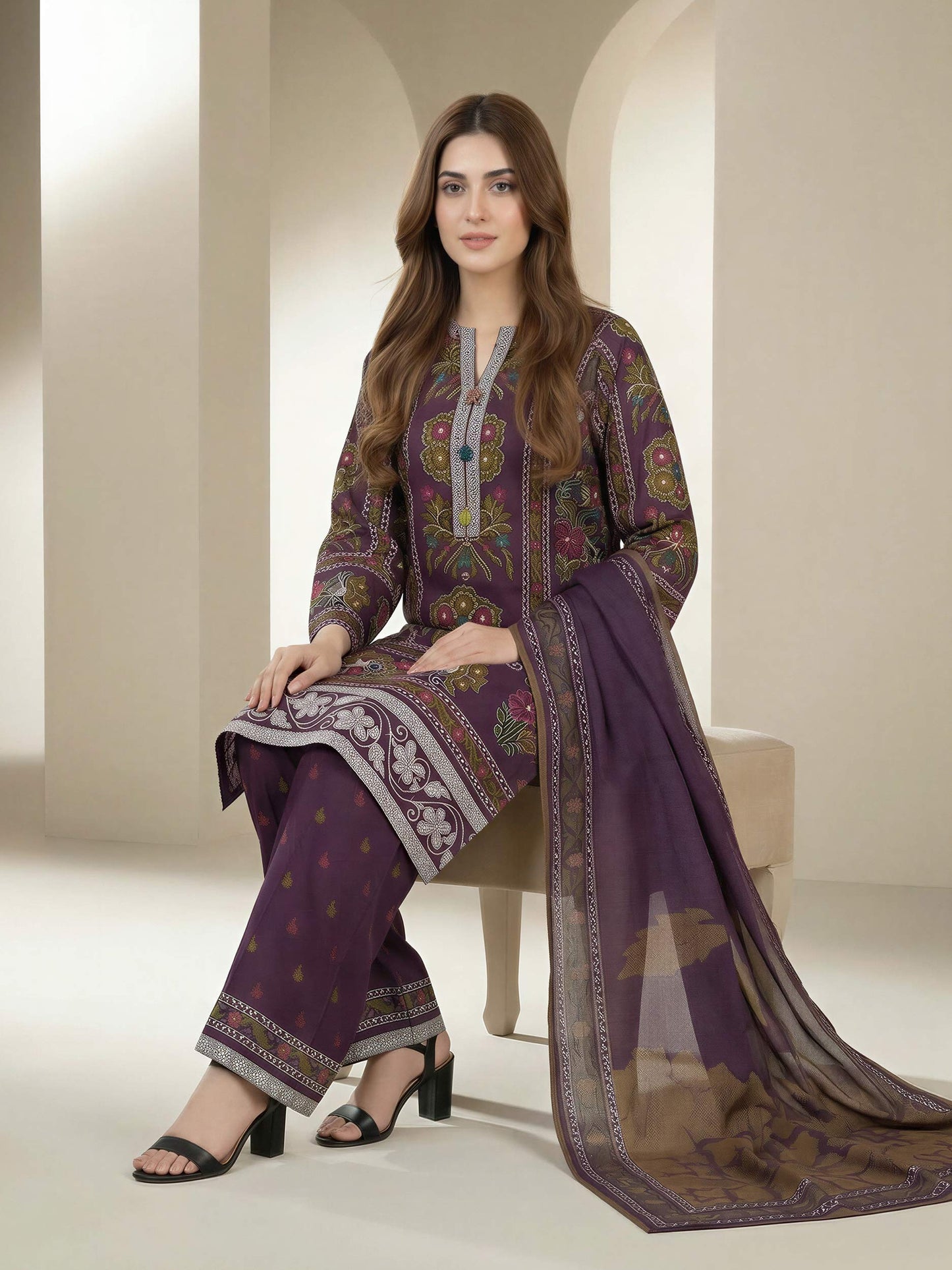 3 Piece Lawn Suit- Printed (Unstitched)