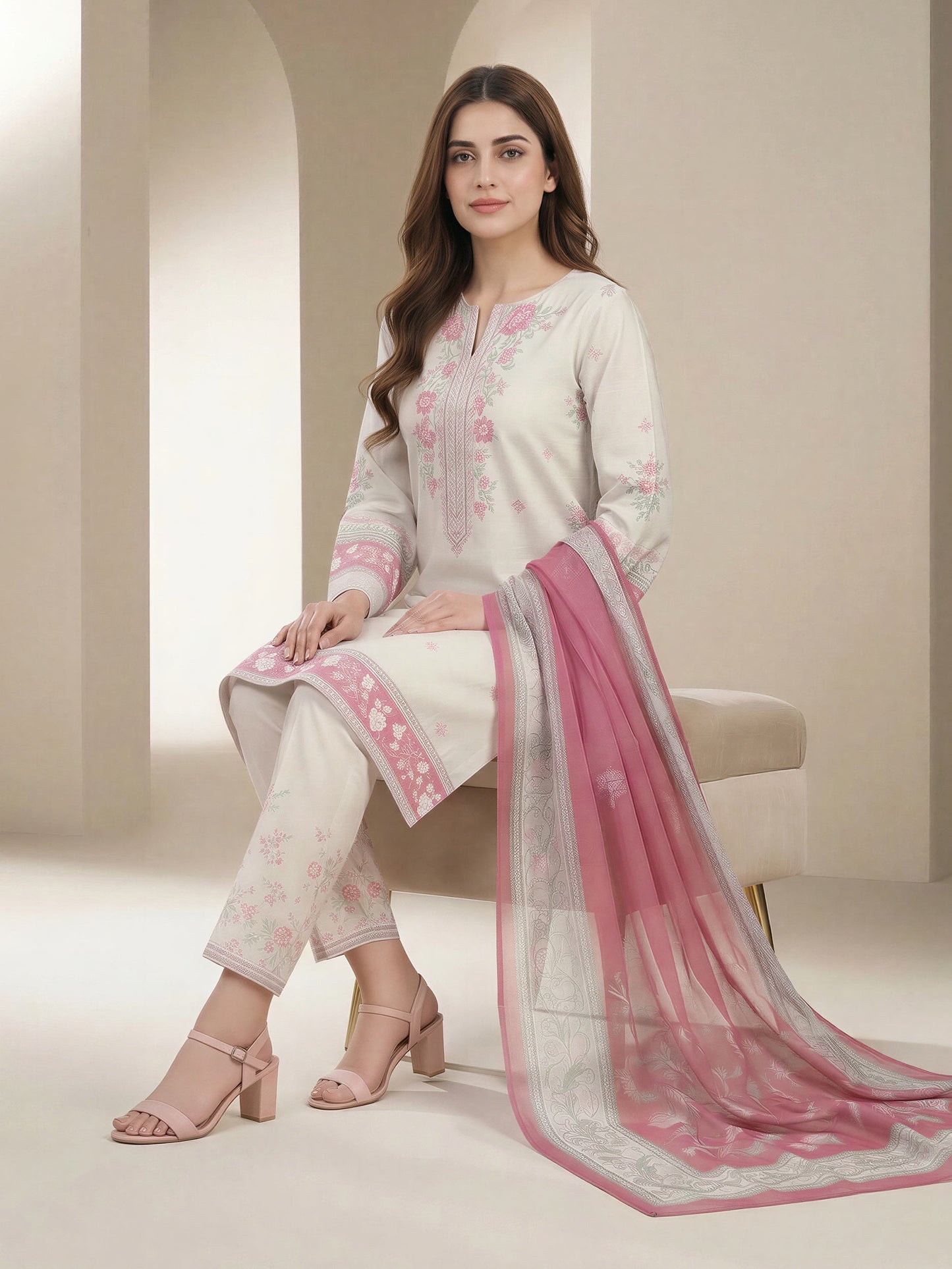 3 Piece Lawn Suit- Printed (Unstitched)