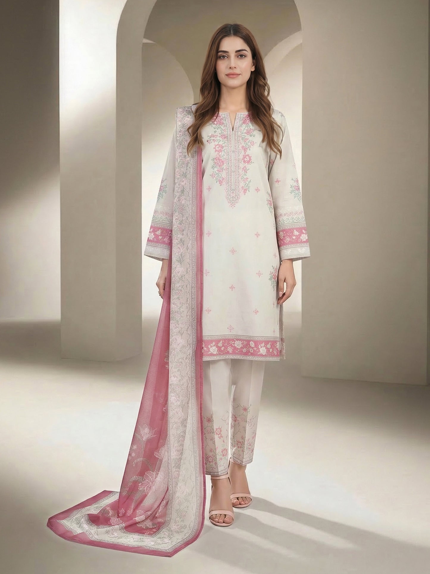 3 Piece Lawn Suit- Printed (Unstitched)