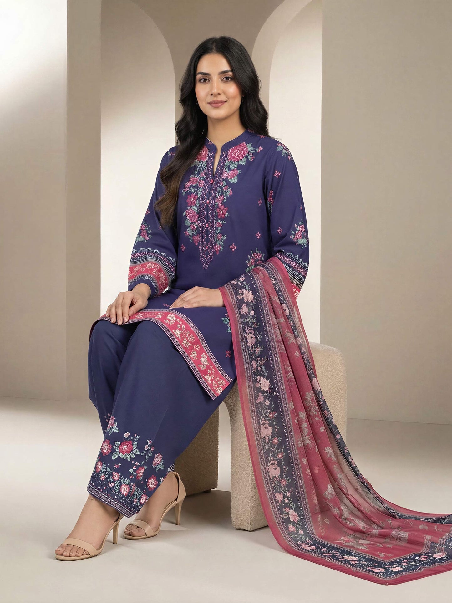 3 Piece Lawn Suit- Printed (Unstitched)