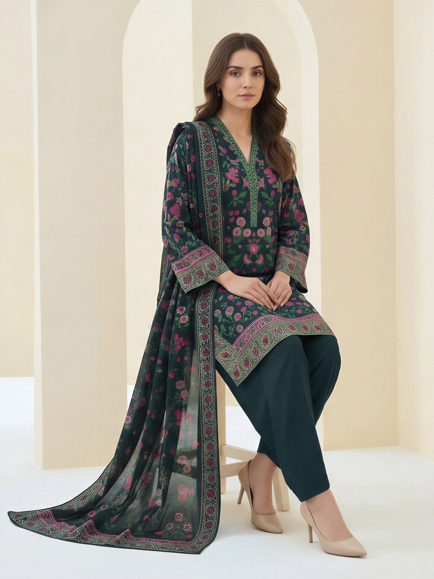 3 Piece Lawn Suit- Printed (Unstitched)