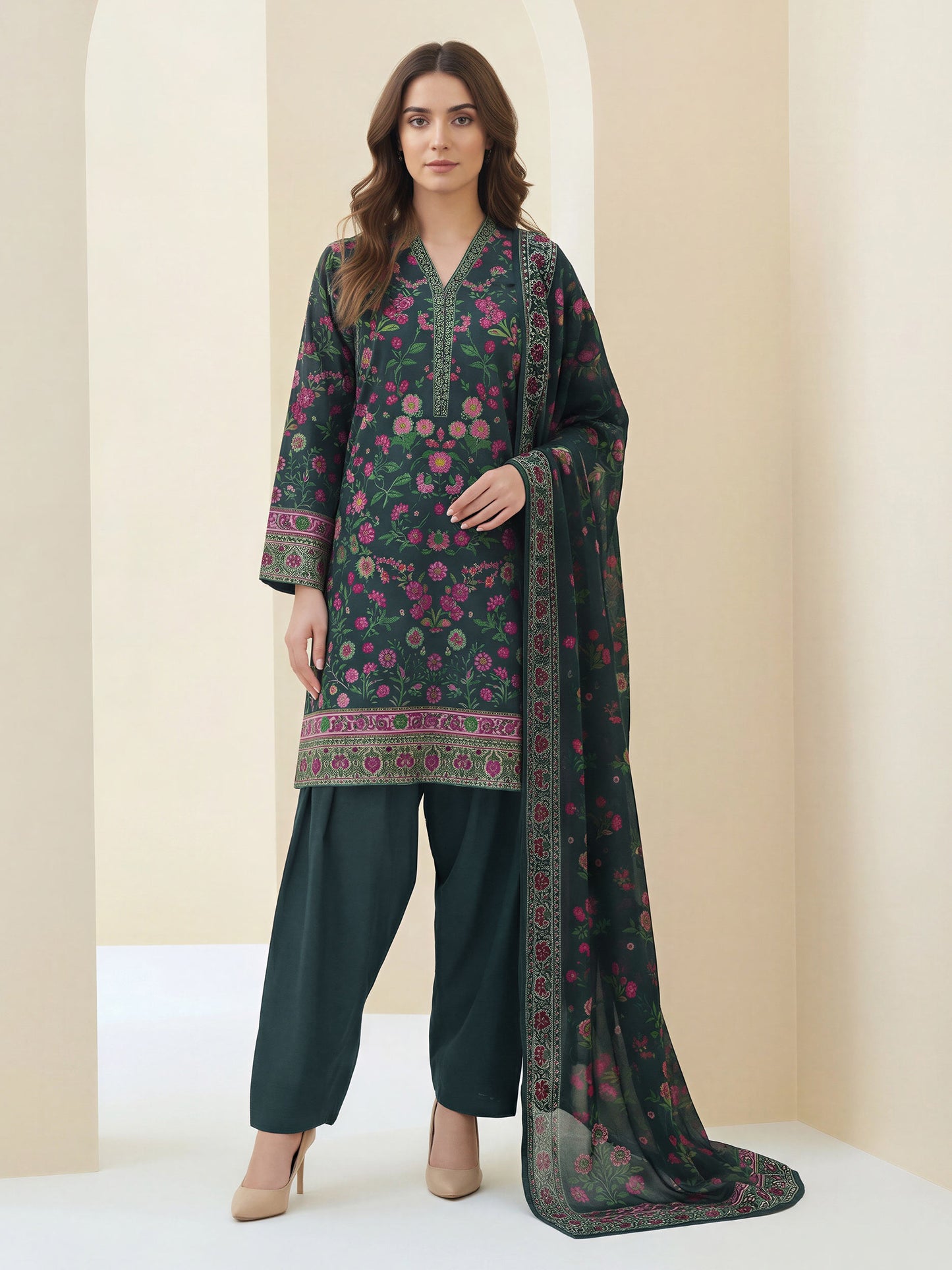 3 Piece Lawn Suit- Printed (Unstitched)
