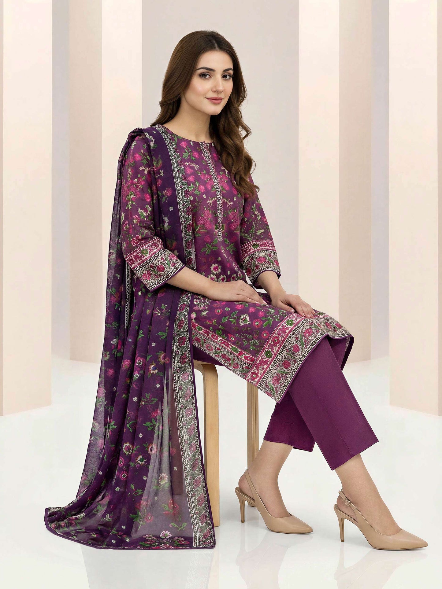 3 Piece Lawn Suit- Printed (Unstitched)