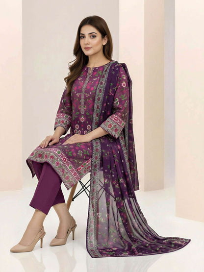 3 Piece Lawn Suit- Printed (Unstitched)
