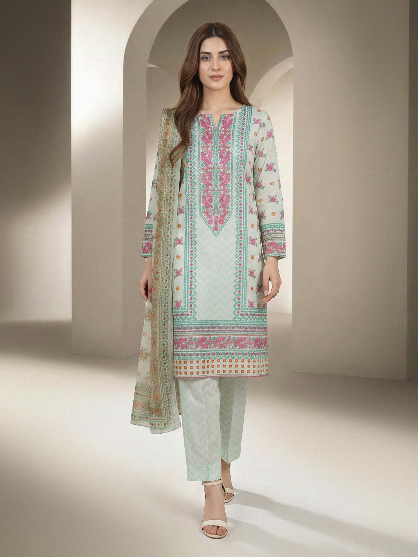 3 Piece Lawn Suit- Printed (Unstitched)