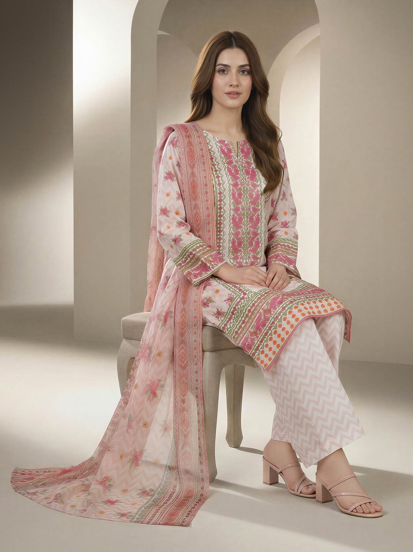 3 Piece Lawn Suit- Printed (Unstitched)