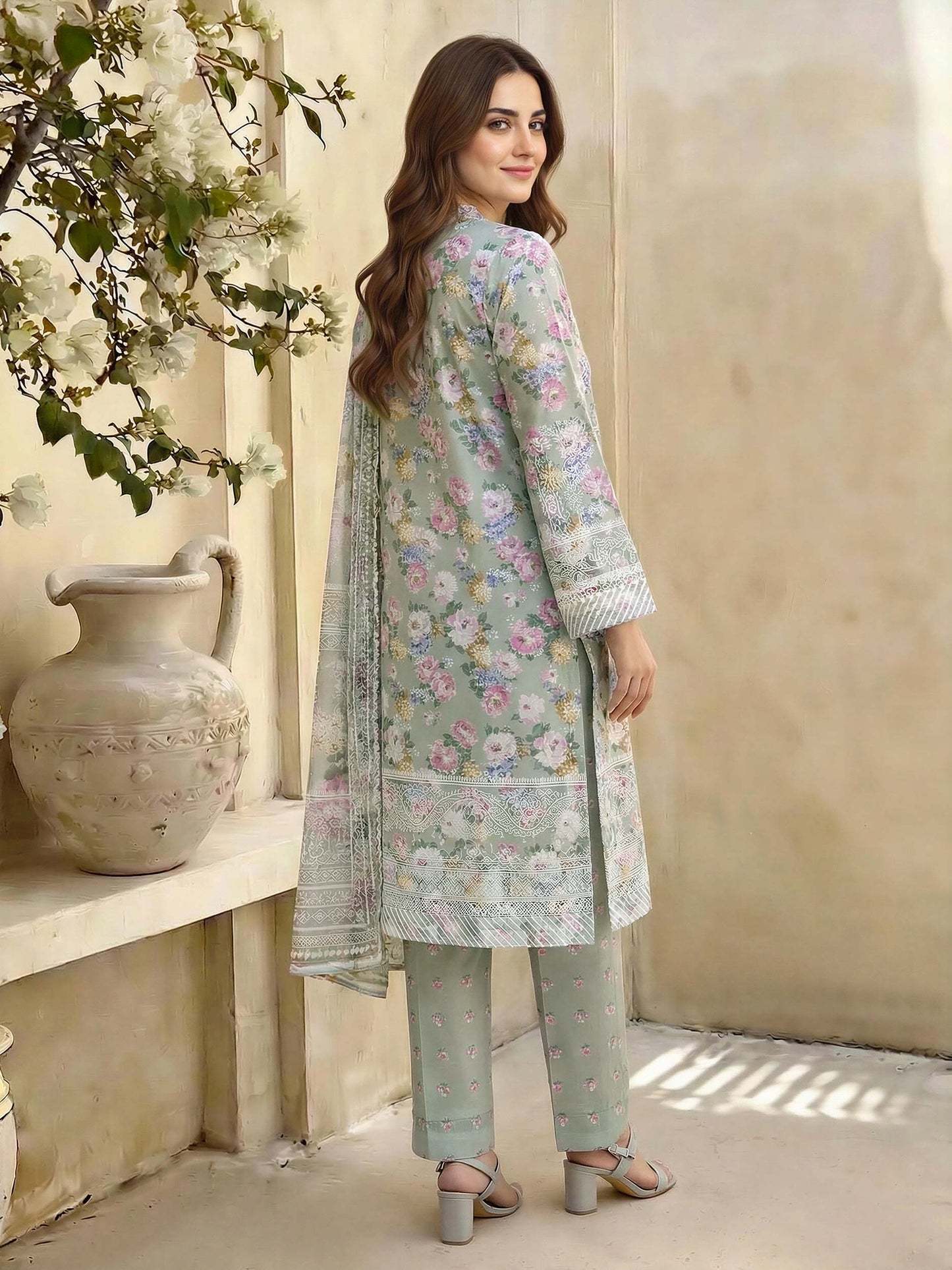 3 Piece Lawn Suit- Printed (Unstitched)