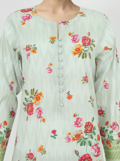 3 Piece Lawn Slub Suit- Printed (Unstitched)