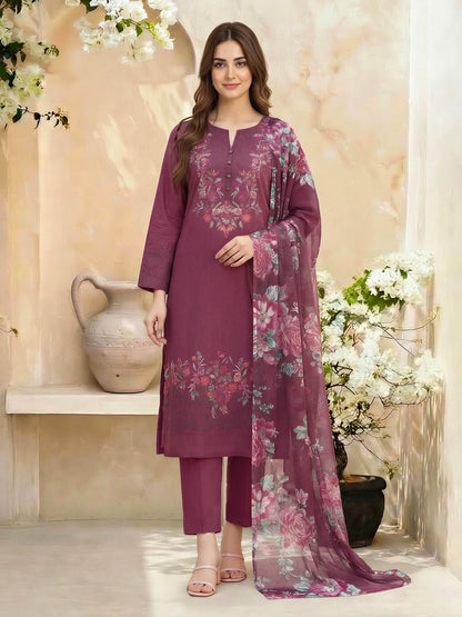 3 Piece Lawn Suit- Printed (Unstitched)
