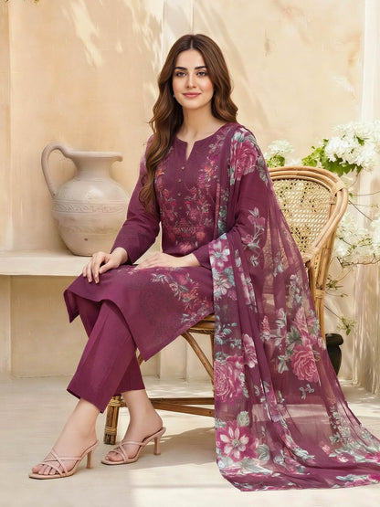 3 Piece Lawn Suit- Printed (Unstitched)