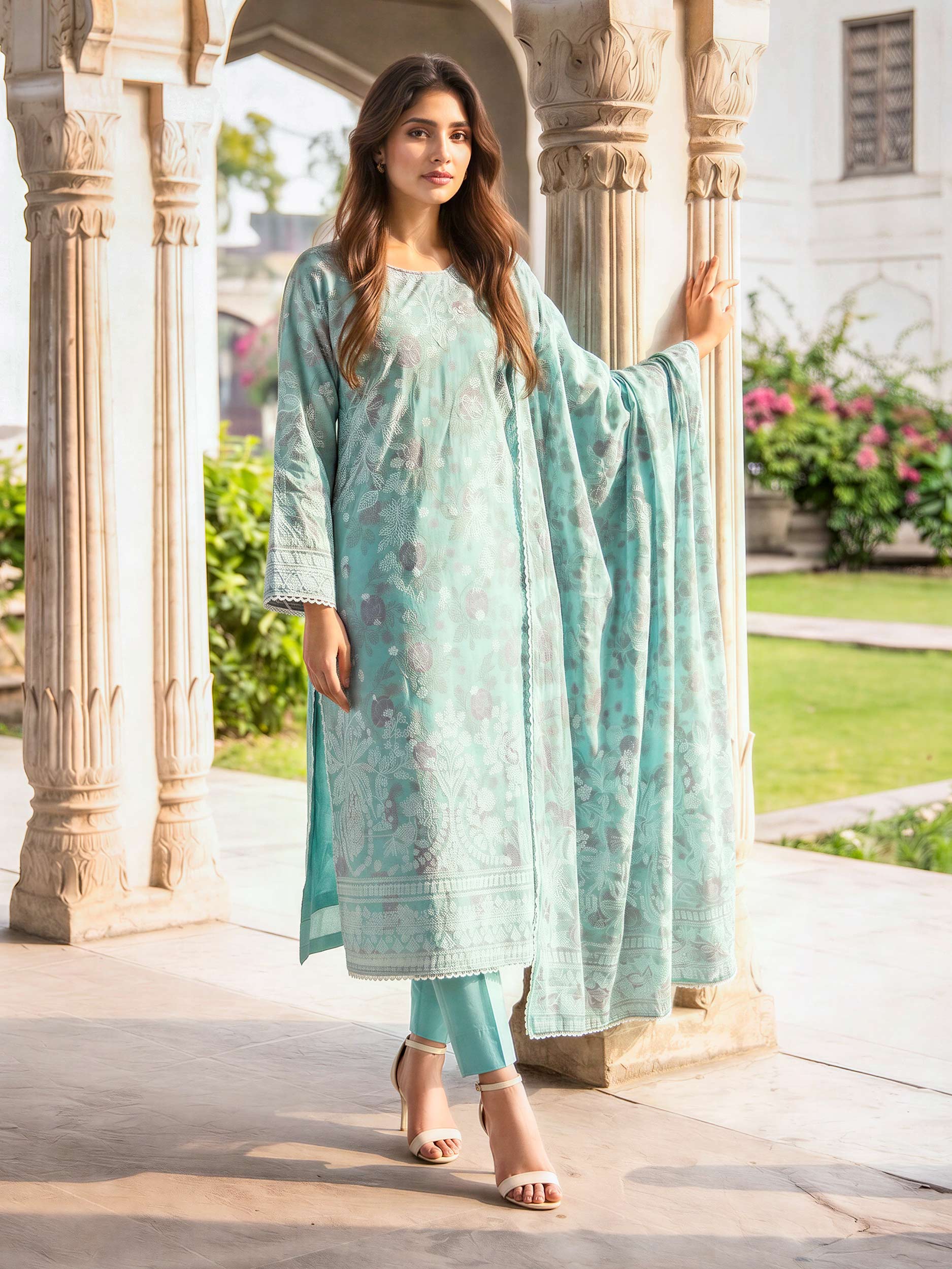 3 Piece Lawn Paste Suit (Unstitched)