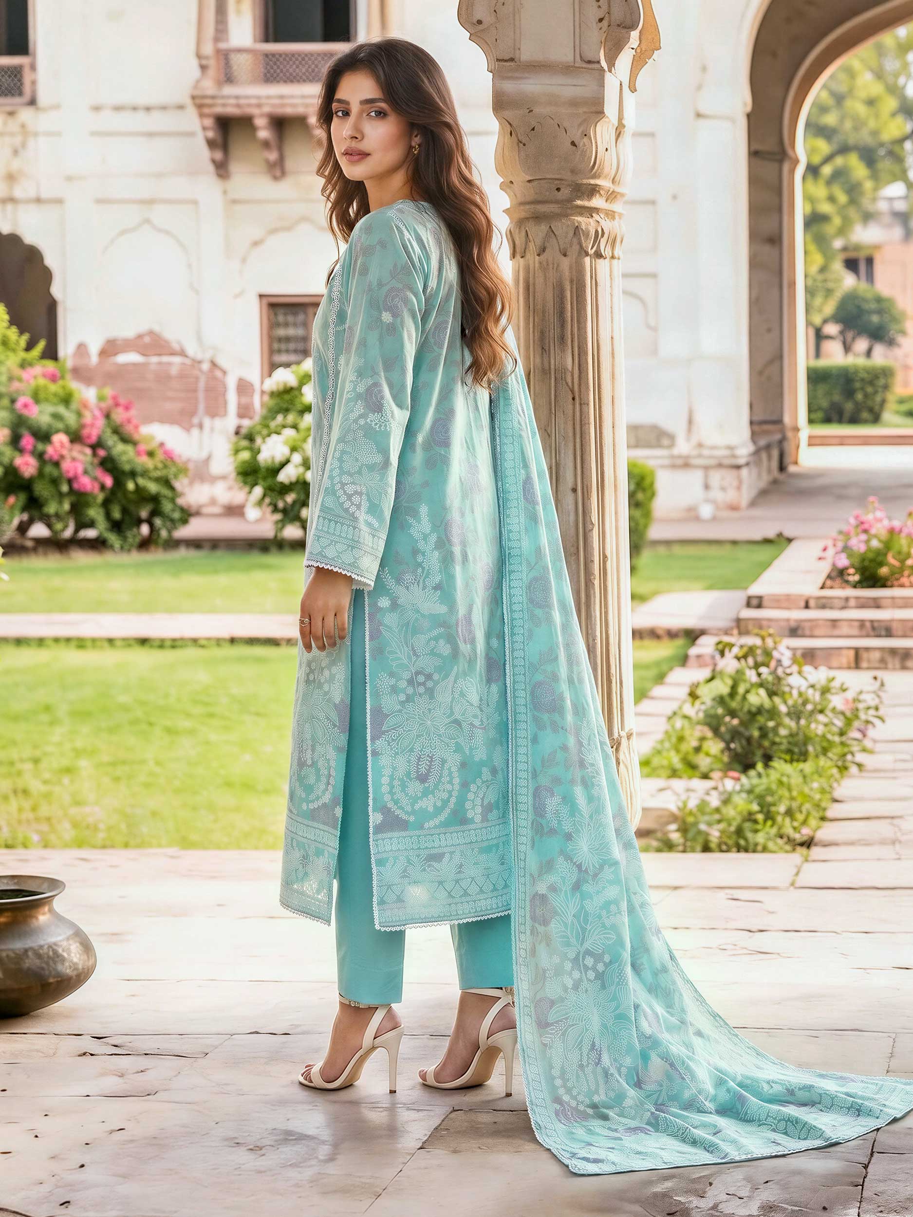 3 Piece Lawn Paste Suit (Unstitched)