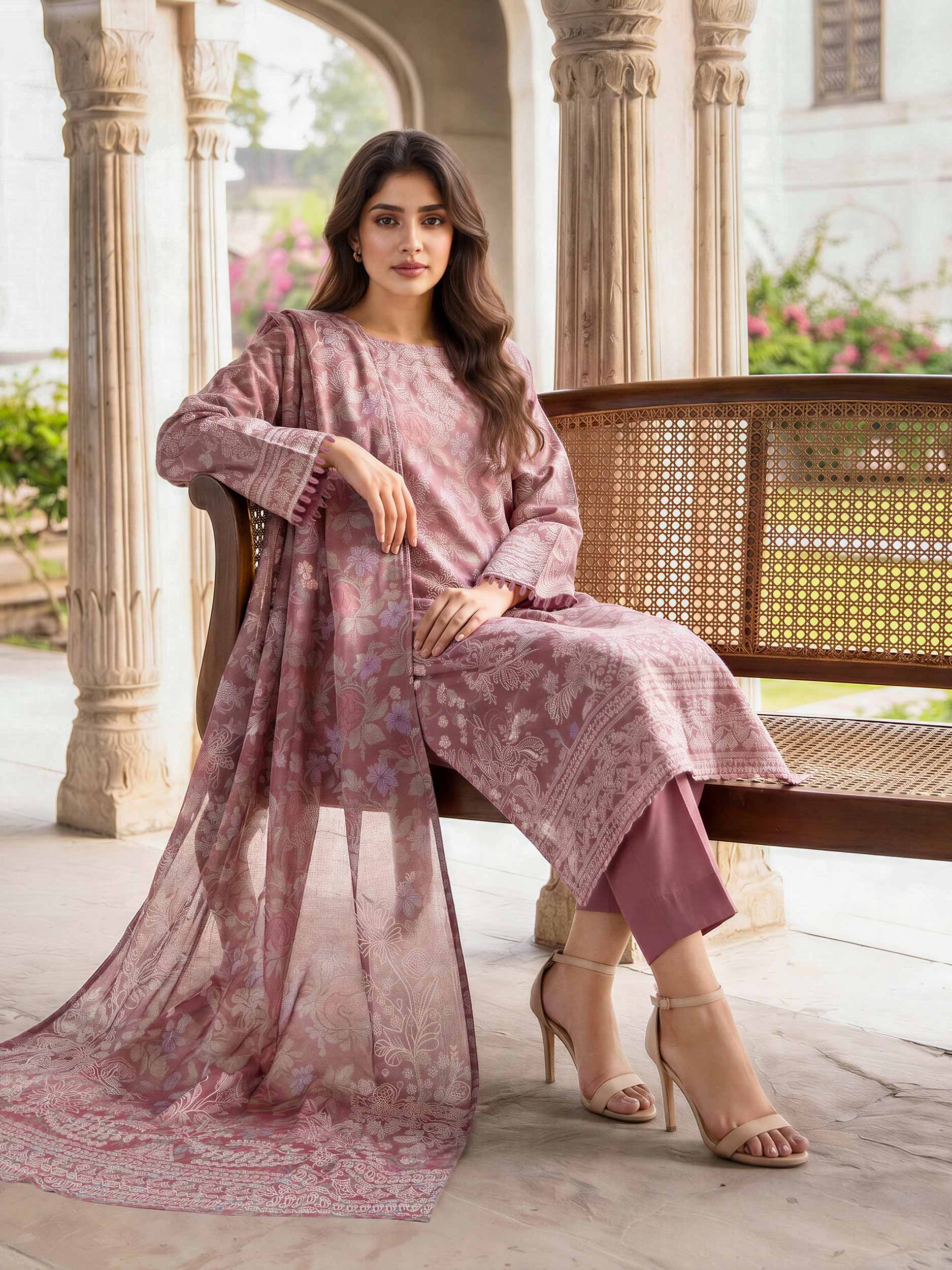 3 Piece Lawn Paste Suit (Unstitched)